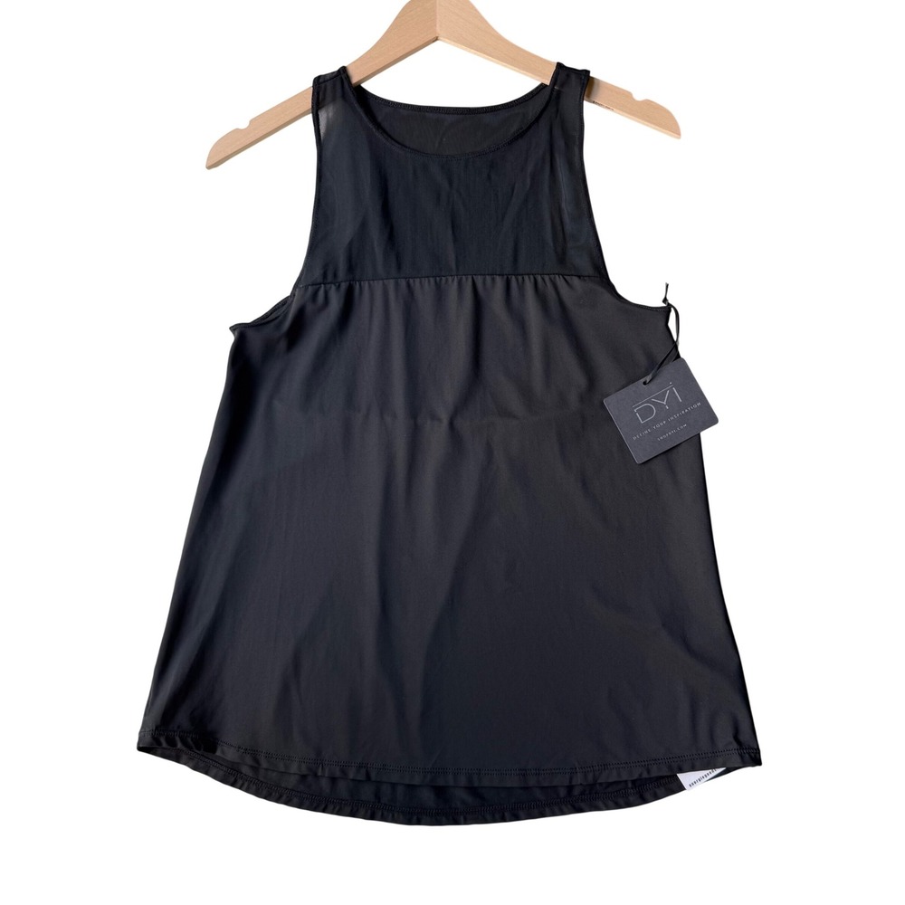 NWT DYI Define Your Inspiration Black Mesh Yoke Relaxed Activewear Tank Top S